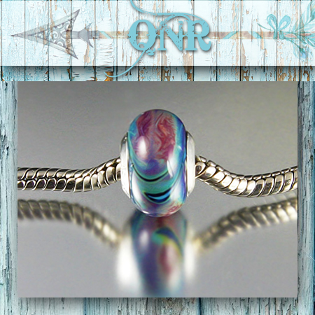 Lampwork Glass Bead -european Style Slider Charm -half Moon